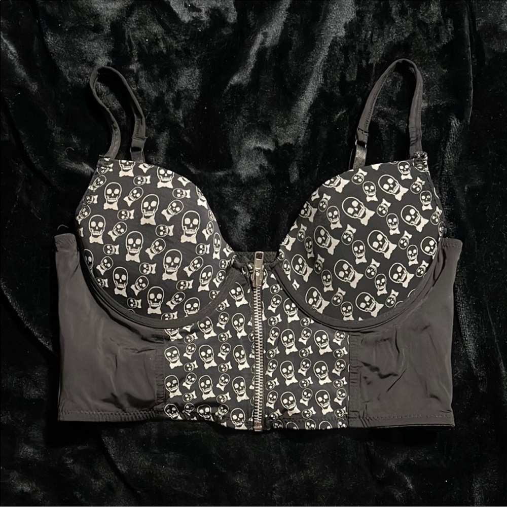 Skull Print Black Bustier